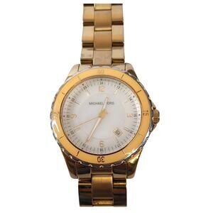 Michael Kors Mens Stainless Steel Gold Toned Mother Of Pearl Watch MK5174